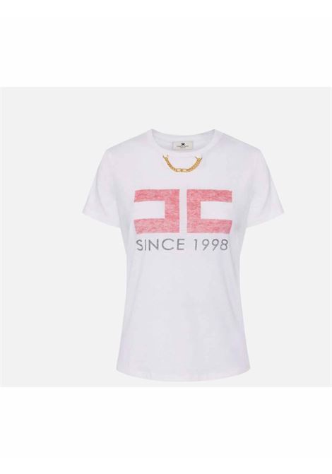 T-shirt Elisabetta Franchi donna MA003551E2270 bianca patch ELISABETTA FRANCHI | T-shirt | MA003551E2270
